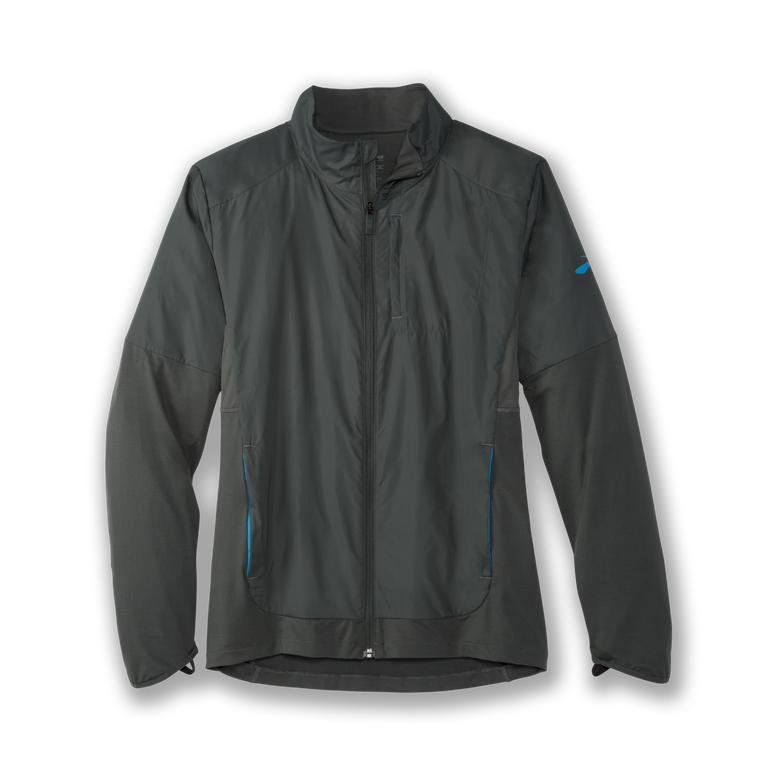 Brooks Fusion Hybrid Running Jackets - Men's - Dark Oyster/grey (21835-AJNT)